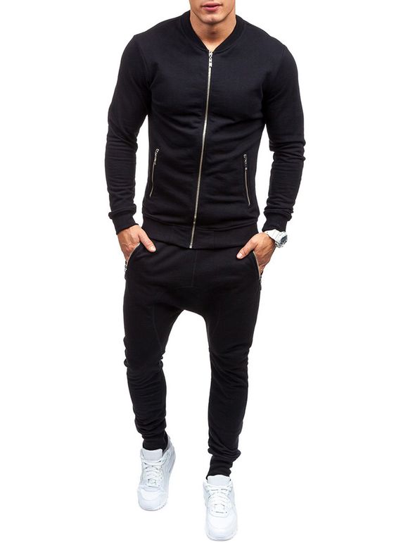 Zip Up Sweatshirt et pantalon Jogger Twinset - Noir 2XL