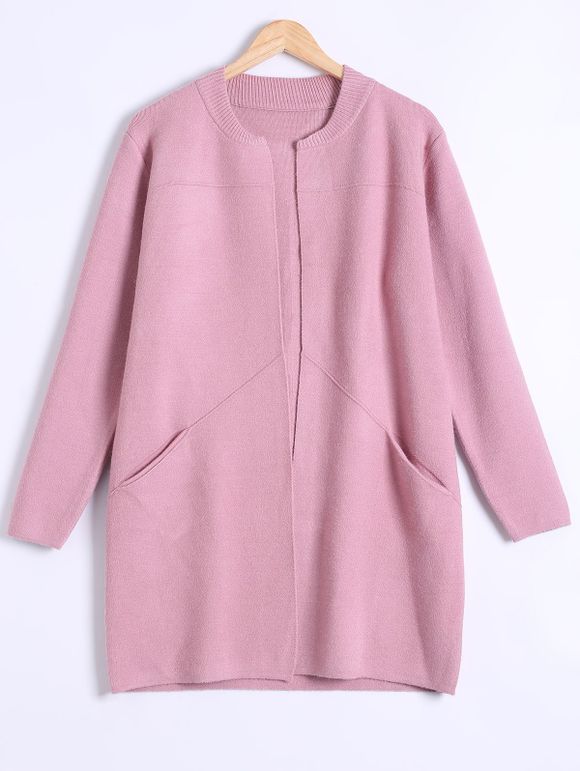 Poches amples Cardigan long - Rose ONE SIZE