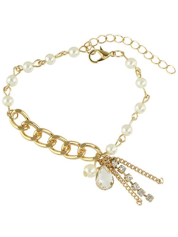 

Faux Pearl Water Drop Charm Bracelet, Golden