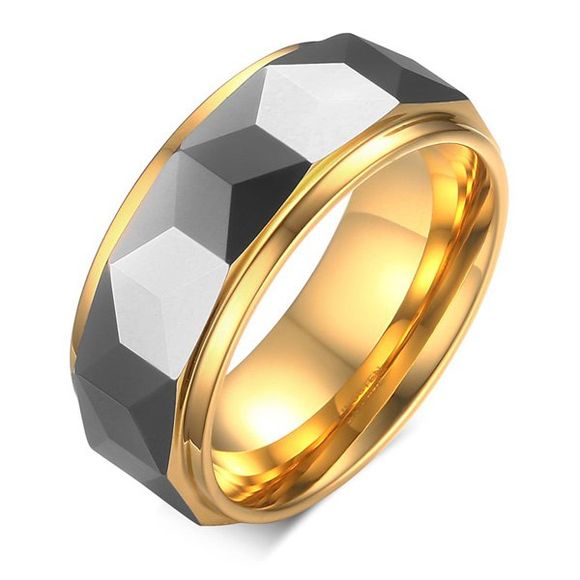 Faux Gem Tungsten Steel Ring - d'or 9