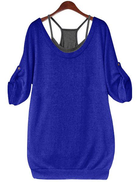 Ensemble T-Shirt à Lacets et Débardeur - Bleu Saphir S