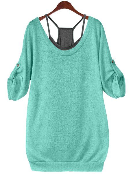

Stylish Half Sleeve Scoop Neck Hollow Out Lace-Up T-Shirt + Solid Color Tank Top Women's Twinset, Green, Stylish Half Sleeve Scoop Neck Hollow Out Lace-Up T-Shirt + Solid Color Tank Top Women' Twinset, Green