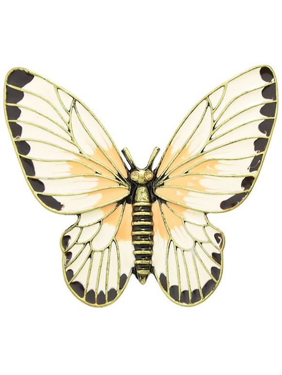 Broche papillon en strass alliage - d'or 