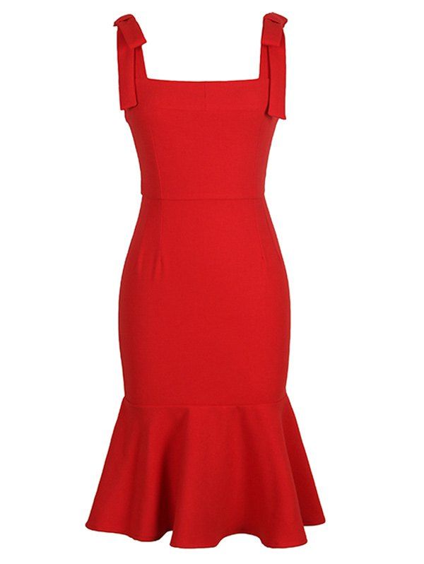 

Square Collar Slimming Mermaid Formal Prom Dress, Red