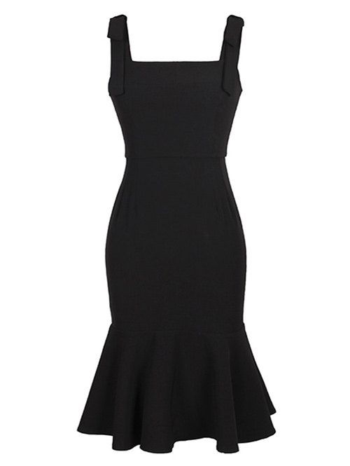 

Square Collar Slimming Mermaid Formal Prom Dress, Black