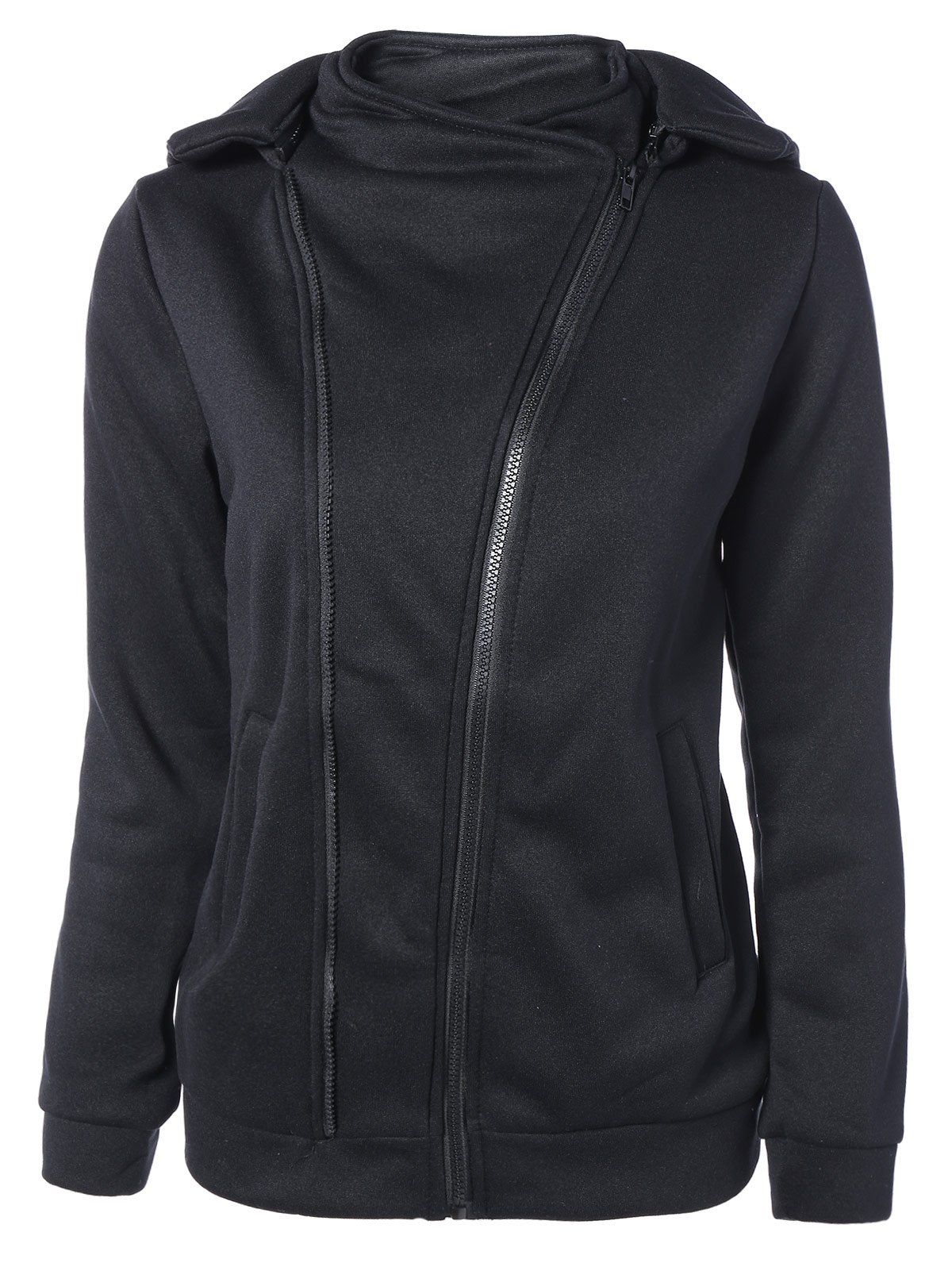 Asymmetric Zip Hoodie, BLACK, M in Sweatshirts & Hoodies | DressLily.com