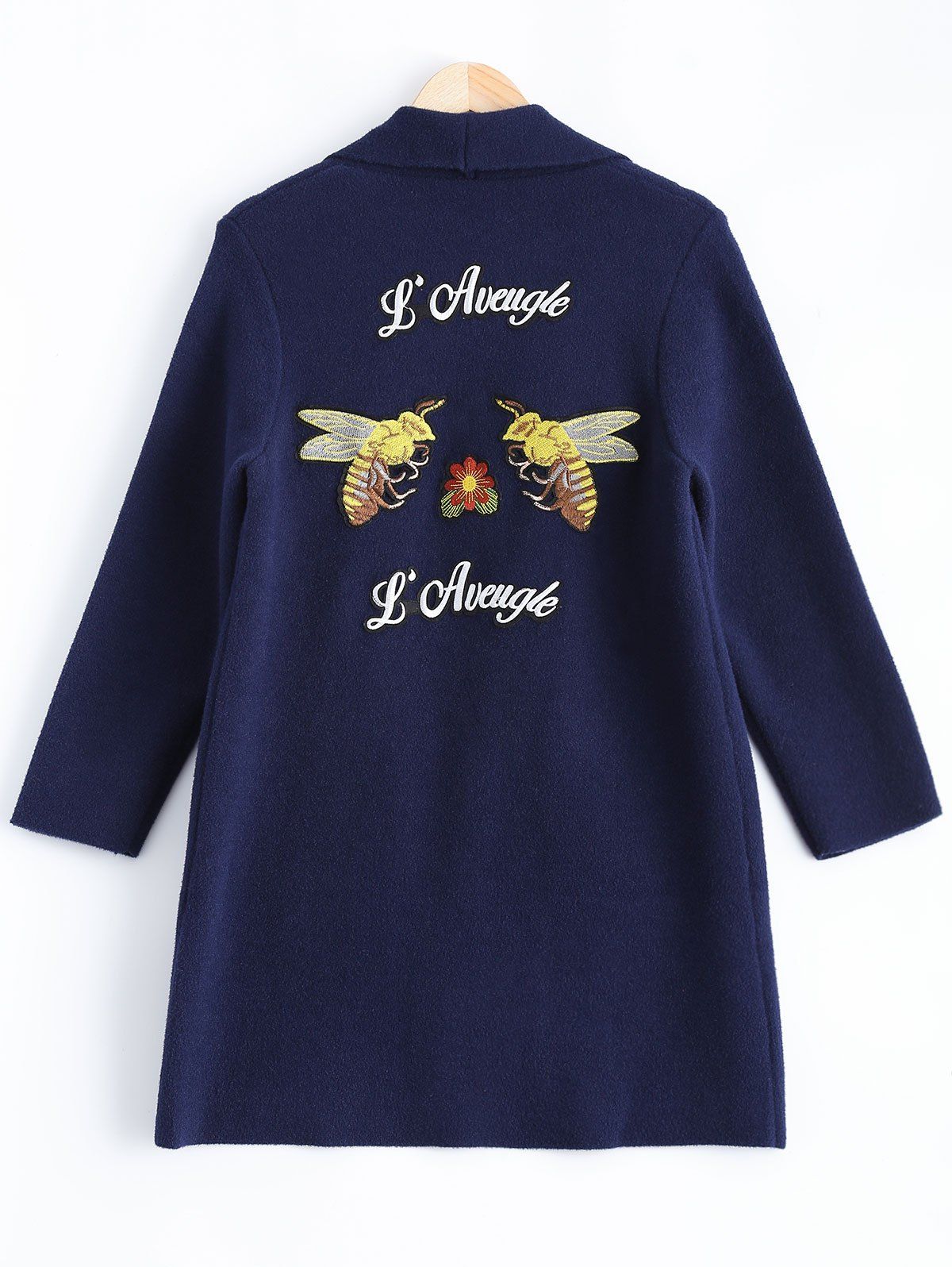 

Embroidered Loose Coat, Purplish blue
