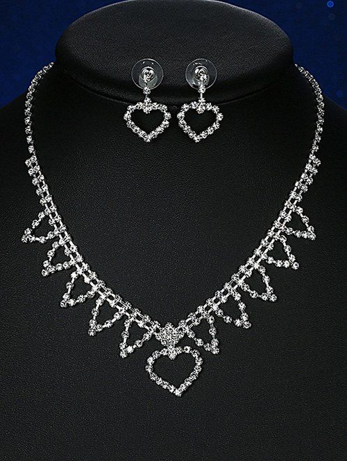

Rhinestoned Triangle Heart Wedding Jewelry Set, Silver