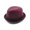 Chapeau Fedora en Laine Orné Style Vintage - Rouge Foncé 