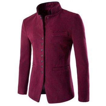 [41% OFF] 2023 Single-Breasted Stand Collar Slimming Wool Blazer In ...