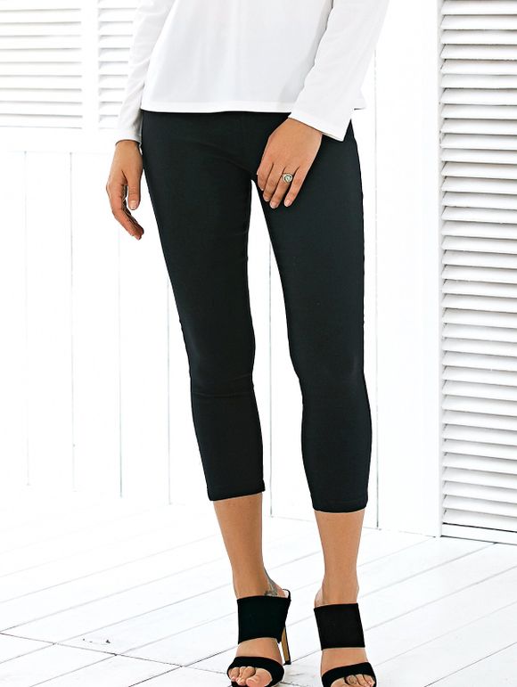 Bouton Pantalon design Skinny Cropped - Noir S