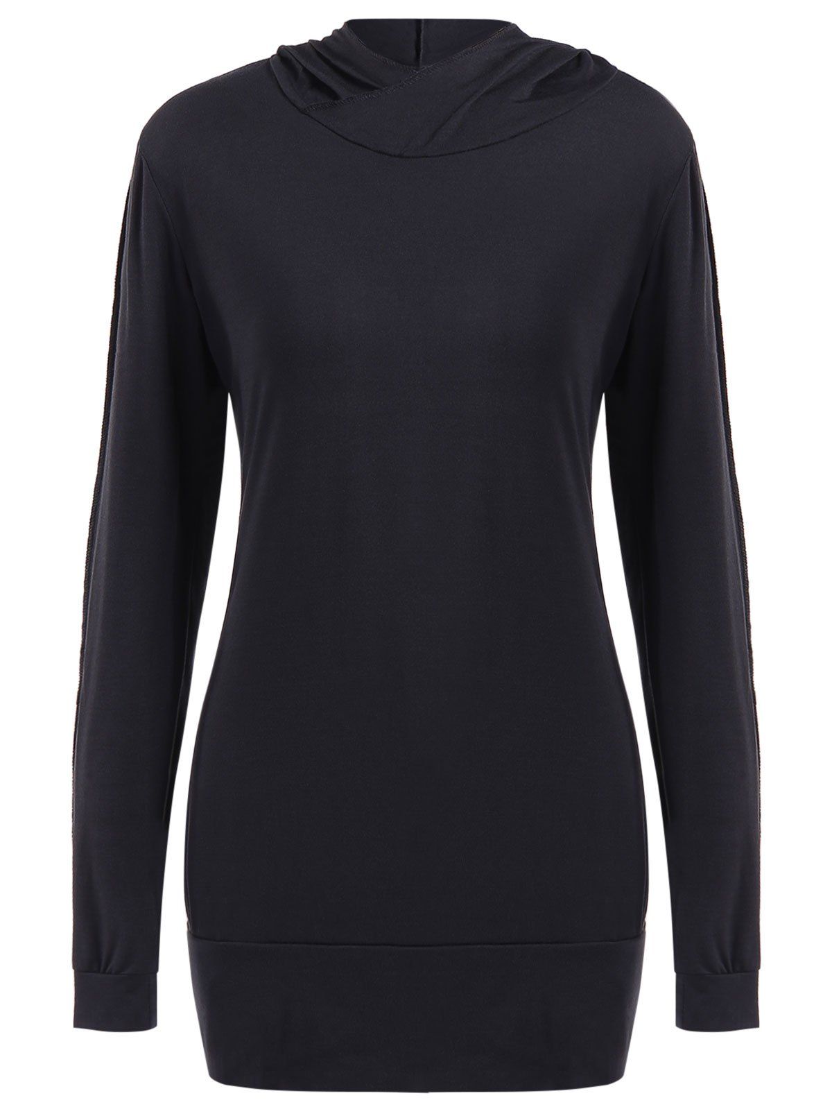 

Long Sleeve Fitted Hooded Mini Dress, Black