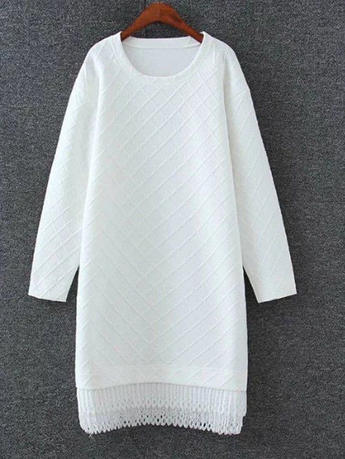

Drop Shoulder Shift Sweatshirt Dress, White