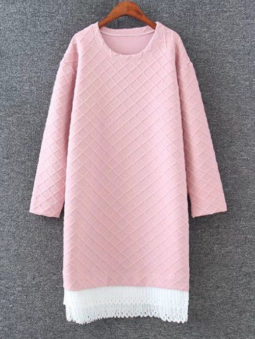 

Drop Shoulder Shift Sweatshirt Dress, Pink