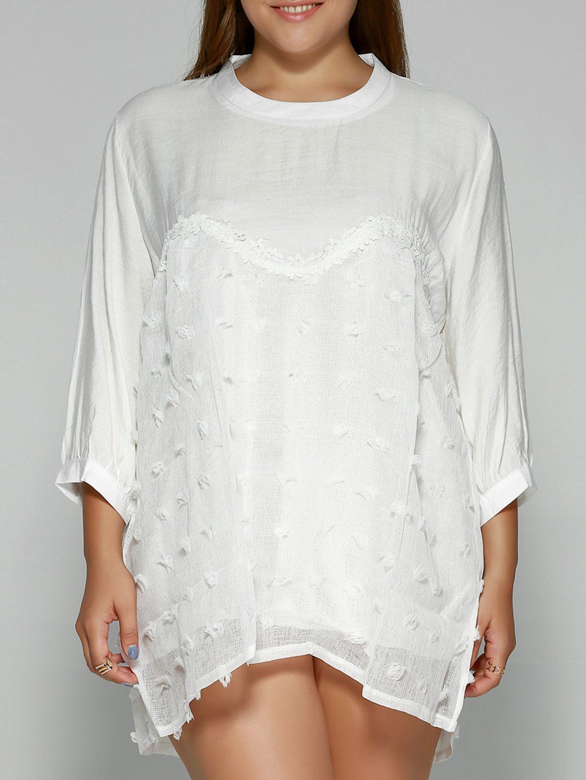 

Lacework Patchwork Mini Dress, White