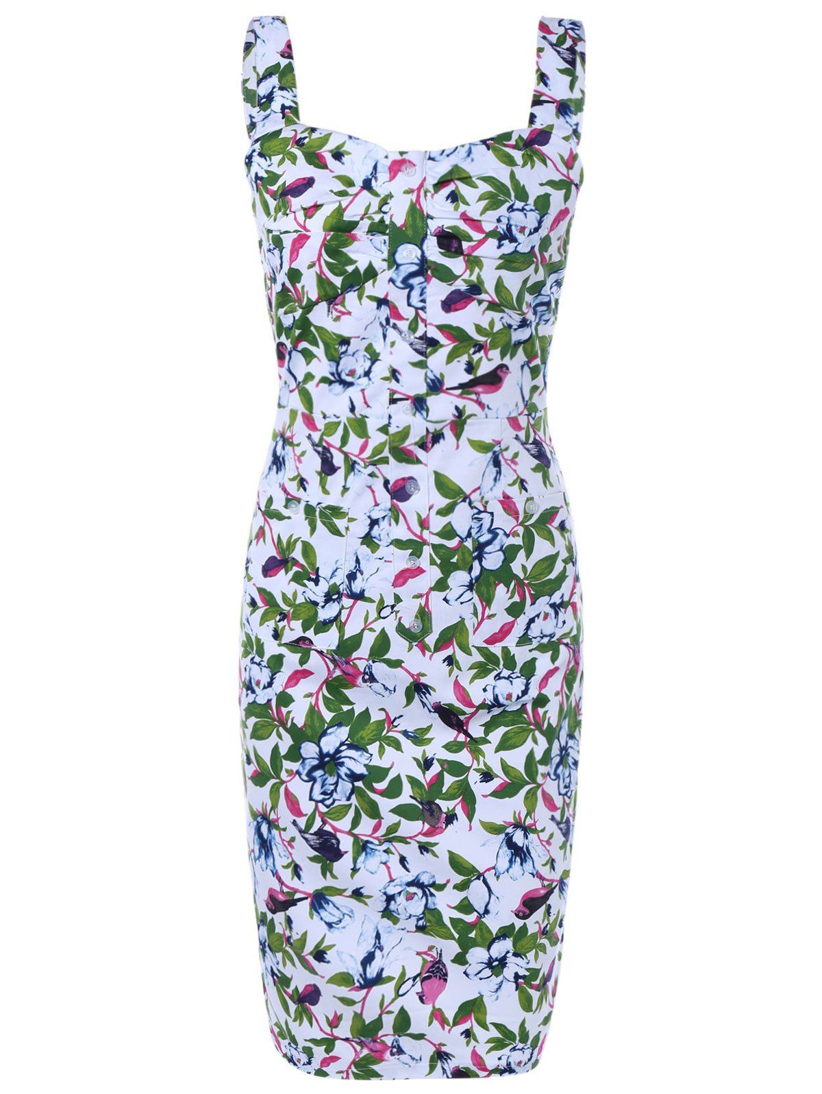 

Vintage Style Floral Print Pencil Dress, Colormix
