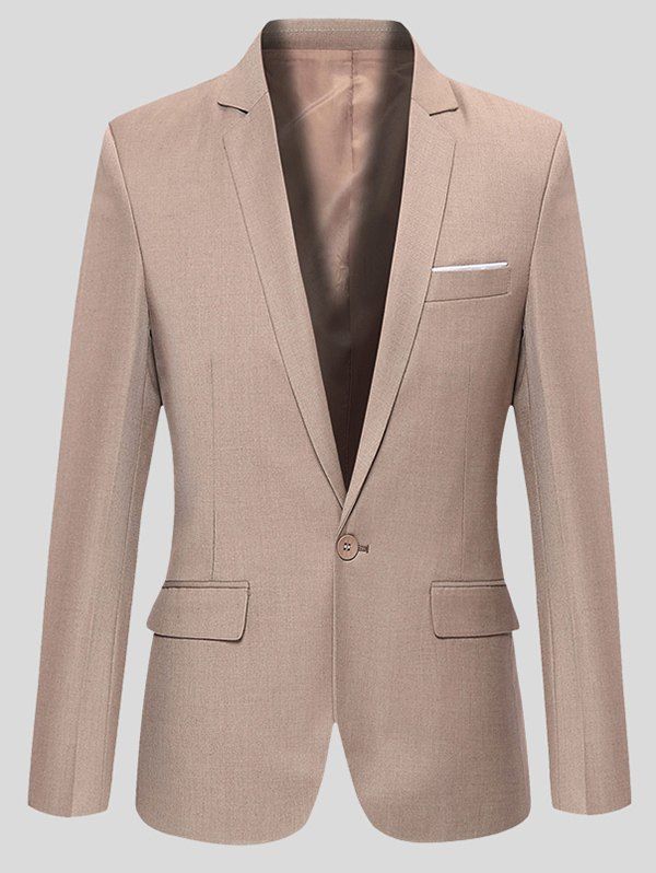 

Lapel One-Button Long Sleeve Slimming Blazer, Khaki