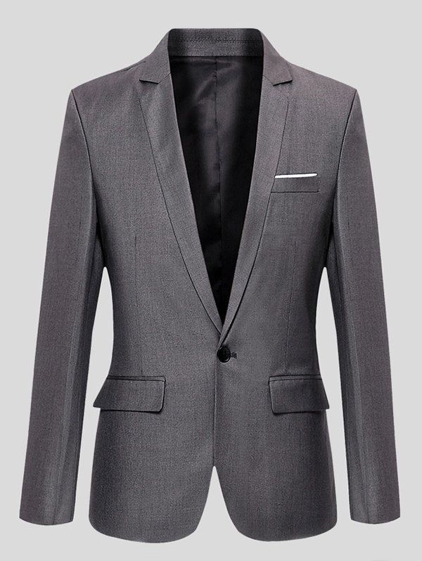

Lapel One-Button Long Sleeve Slimming Blazer, Gray