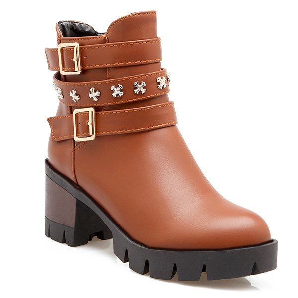 

Metallic Platform Ankle Boots, Brown
