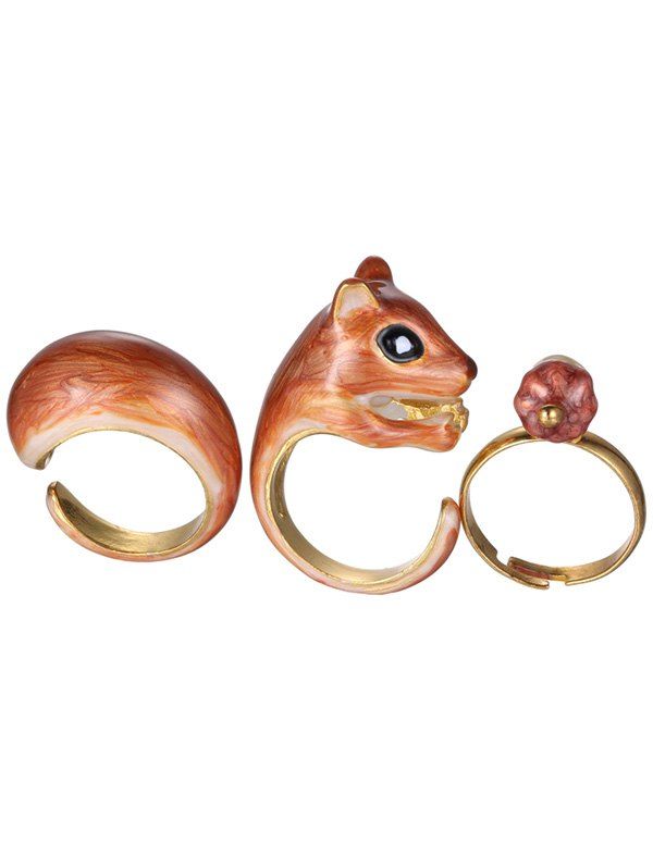 Alloy Squirrel Jewelry Set Rings - GOLDEN ONE-SIZE
