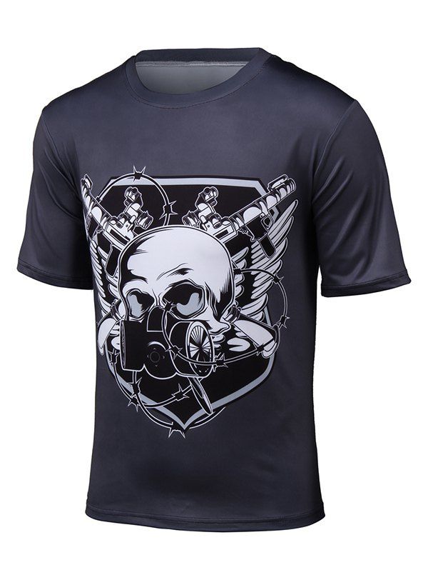 

Short Sleeve 3D Gas Mask Skull Print T-Shirt, Black