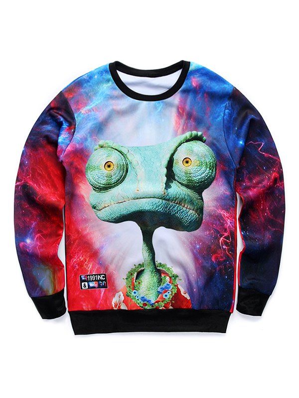 

Cartoon 3D Print Crew Neck Galaxy Sweatshirt, Colormix