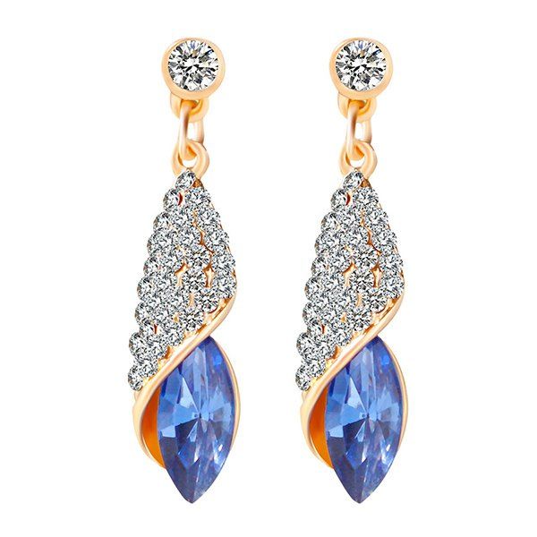 

Faux Crystal Rhinestoned Oval Drop Earrings, Blue