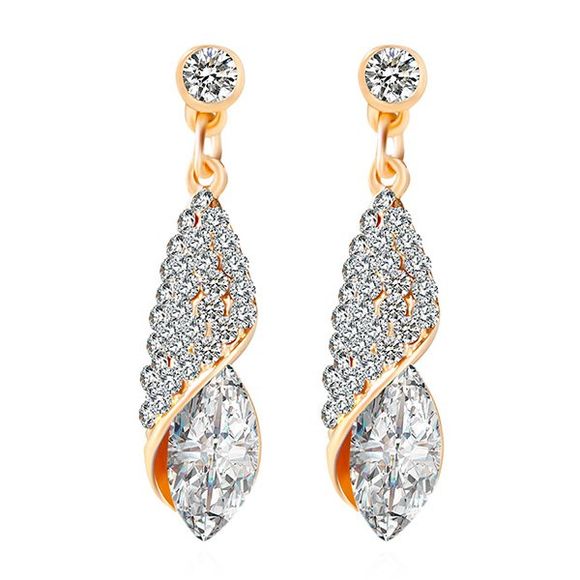 Faux Crystal Rhinestoned Oval Drop Earrings - WHITE 
