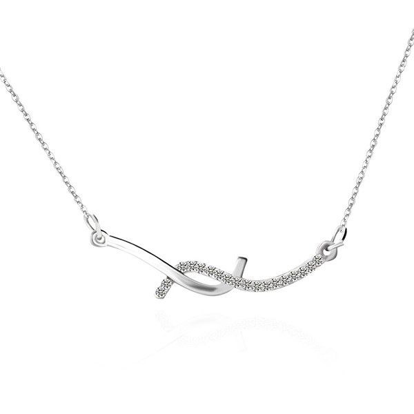 

Rhinestone Alloy Pendant Necklace, Silver