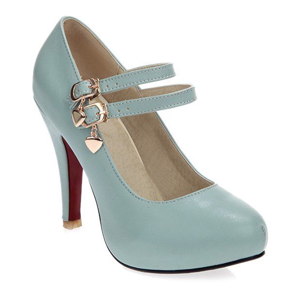 

Round Toe High Heel Pumps, Azure