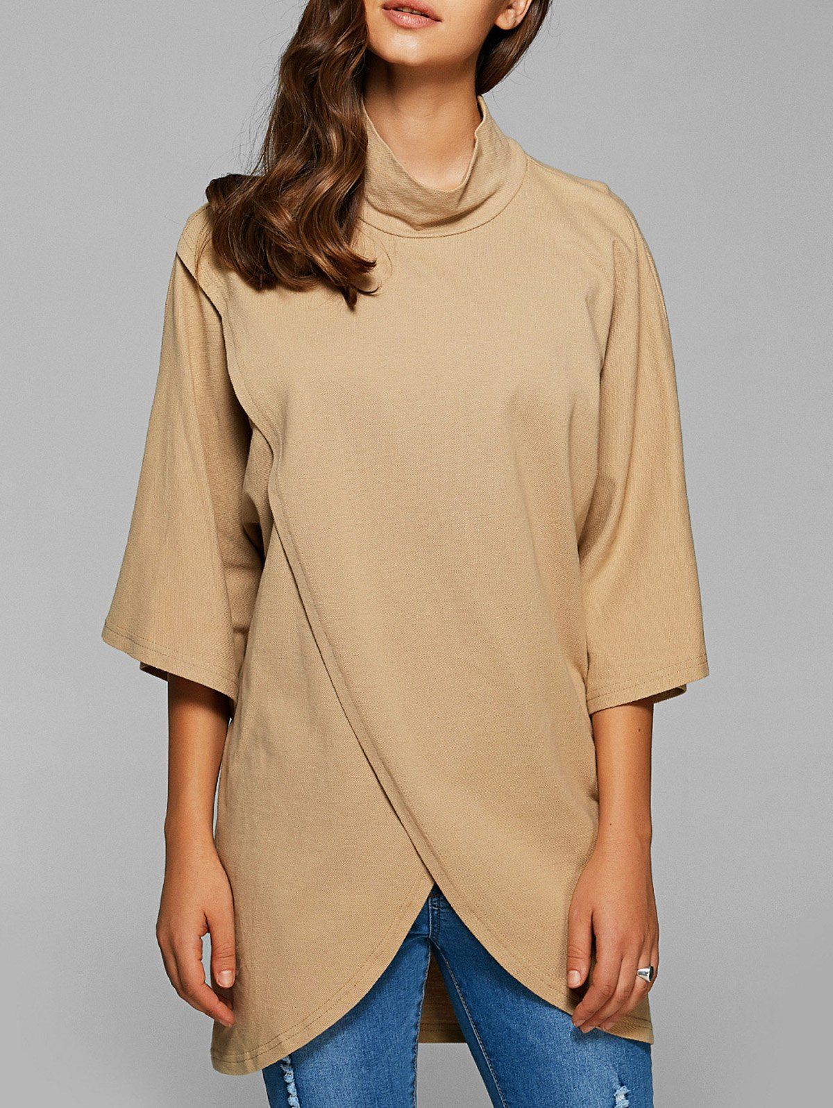 

Flare Sleeves Tulip Hem Blouse, Camel