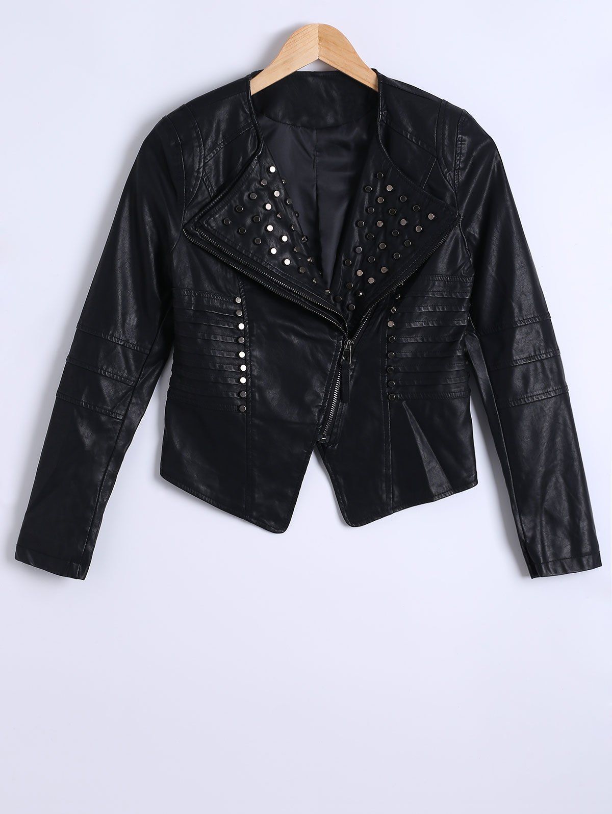 

Rivet Embellish PU Jacket, Black
