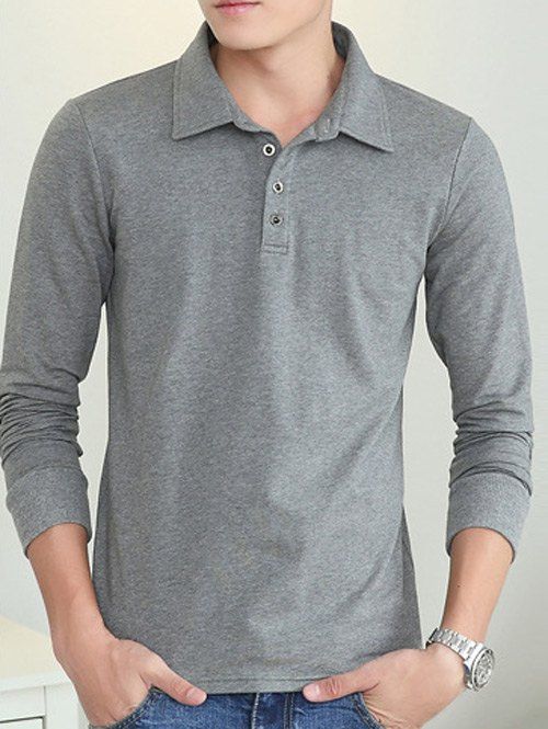 

Turn-Down Collar Brief Style Tee, Gray