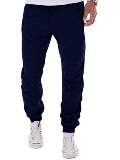 Pantalon de Jogger Design Taille Basse à Pattes Étroites Braguette à Glissière - Cadetblue L