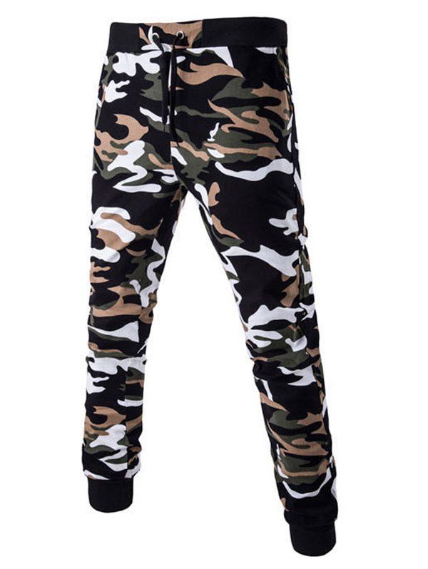 

Drawstring Beam Feet Camoflage Pattern Jogger Pants, Earthy