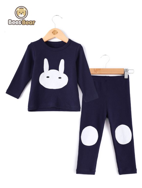 Cartoon Lapin Homewear Pyjamas Pyjamas Pyjamas Ensembles - Bleu Violet CHILD-5