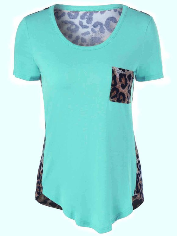 U-Neck T-shirt imprimé léopard - Vert clair 2XL