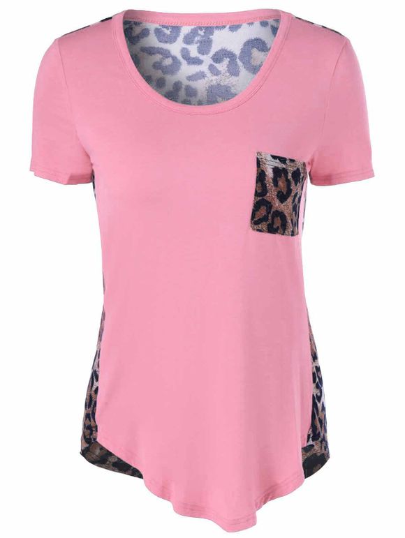 U-Neck T-shirt imprimé léopard - Rose Abricot XL