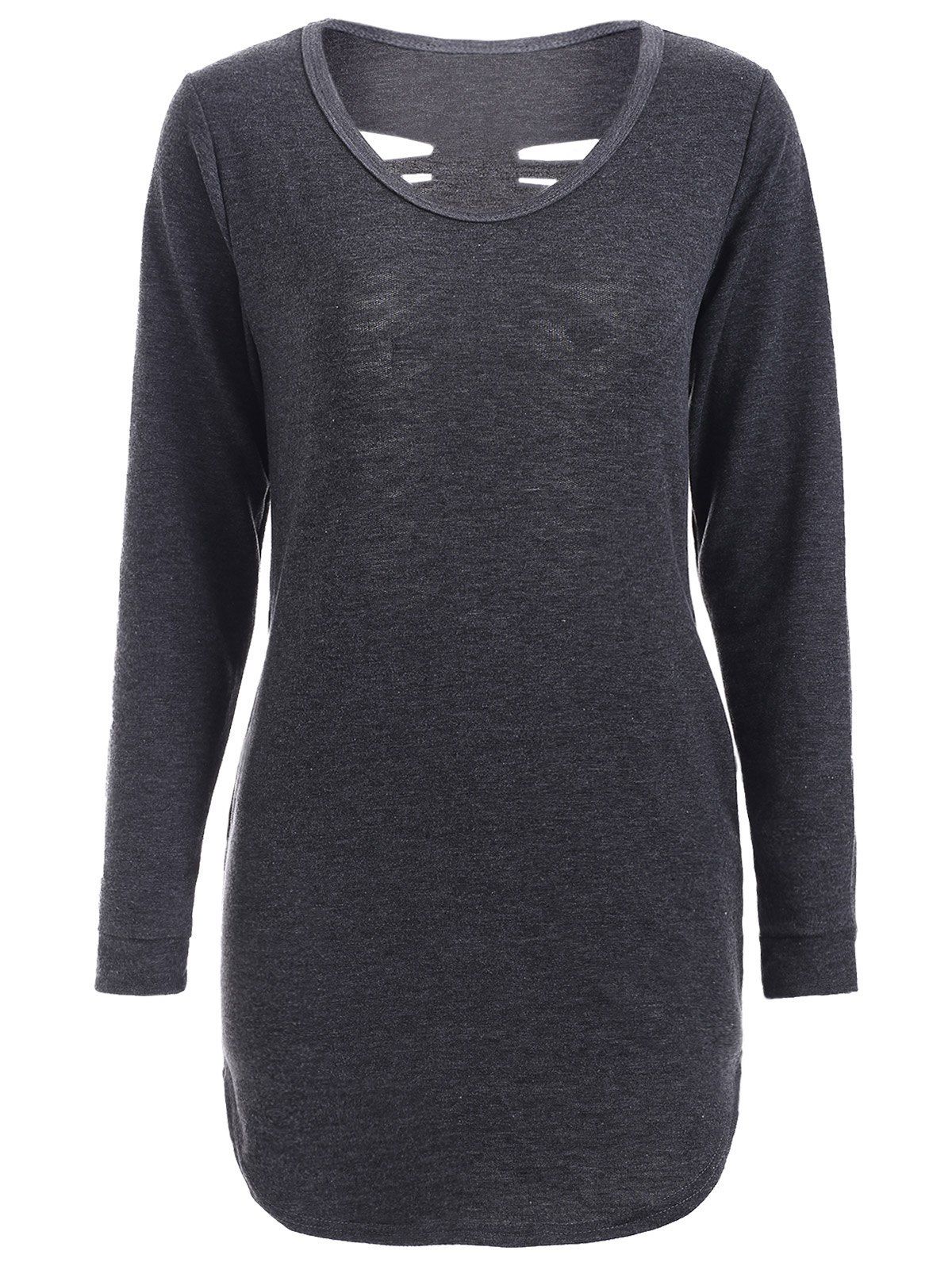 

Longline Ripped T-Shirt, Black grey