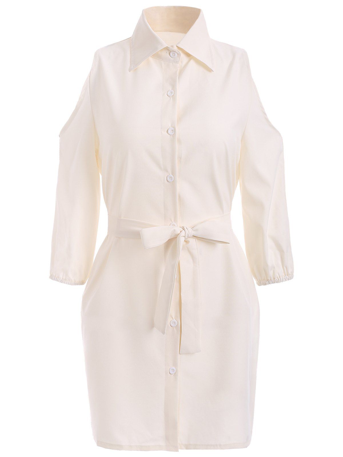 

Cold Shoulder Mini Shirt Dress, Off-white