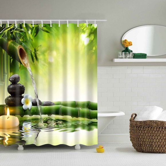 Rideau de Douche Imperméable Bambou Naturel Imprimé en Polyester - multicolore M
