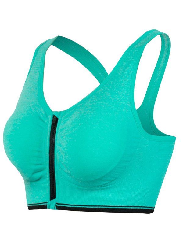 

Genie Padded Racerback Zipper Front Running Sports Bra, Blue green