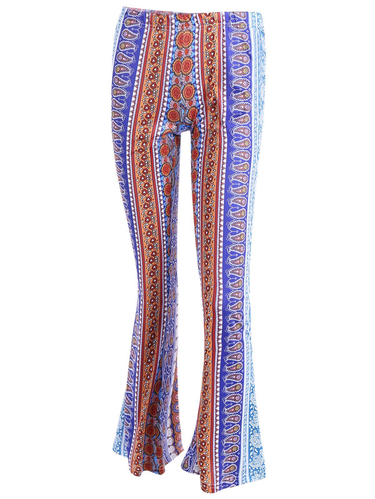 

Floral Print Flare Pants, Colormix