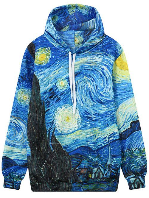 

Front Pocket Abstract Print Outerwear Hoodie, Colormix