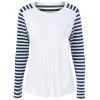 T-shirt Rayé avec Patch Sur Coudes - Bleu et Blanc S