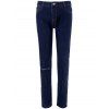 Trou brisé poche design simple Jeans - Bleu profond S