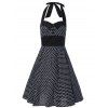 Boutons Halter Polka Dot Dress Vintage - Noir XL