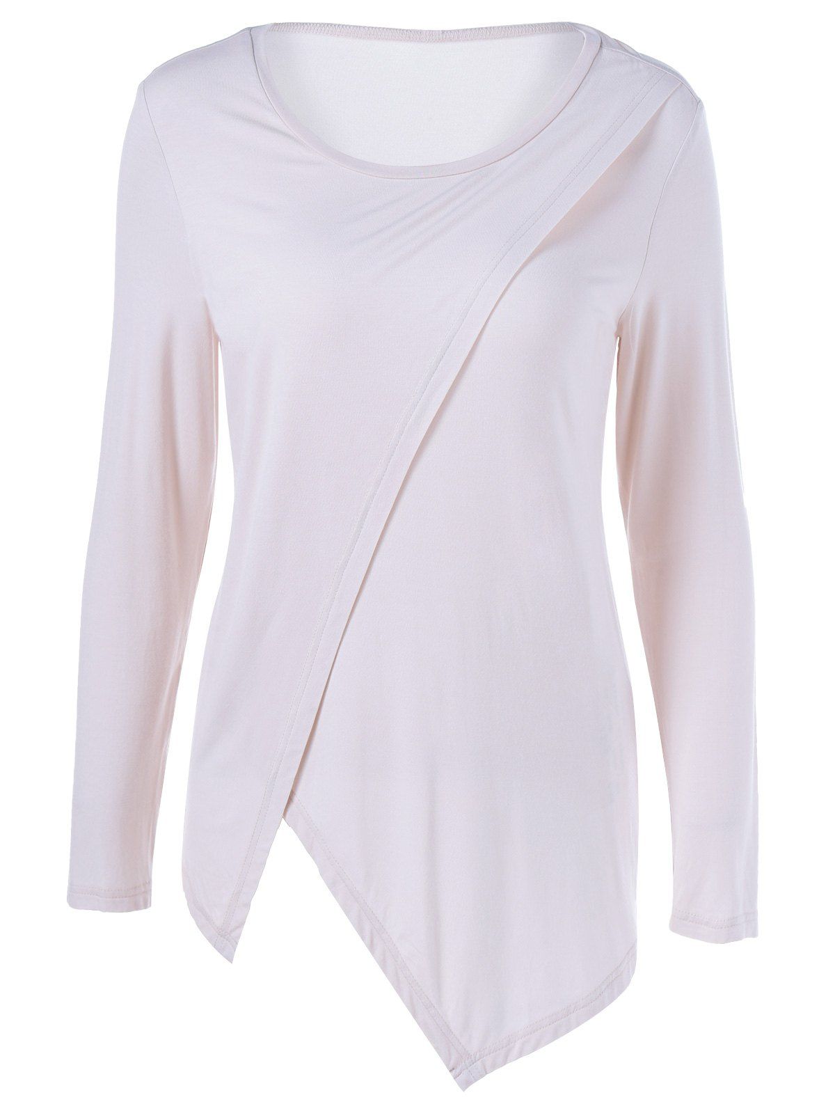 

Asymmetrical Scoop Neck T-Shirt, Pinkbeige