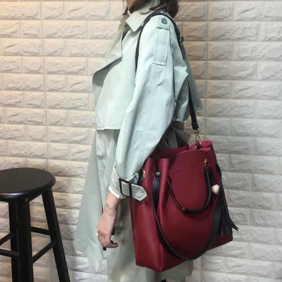 Cuir Zip Glands Sac - Rouge 