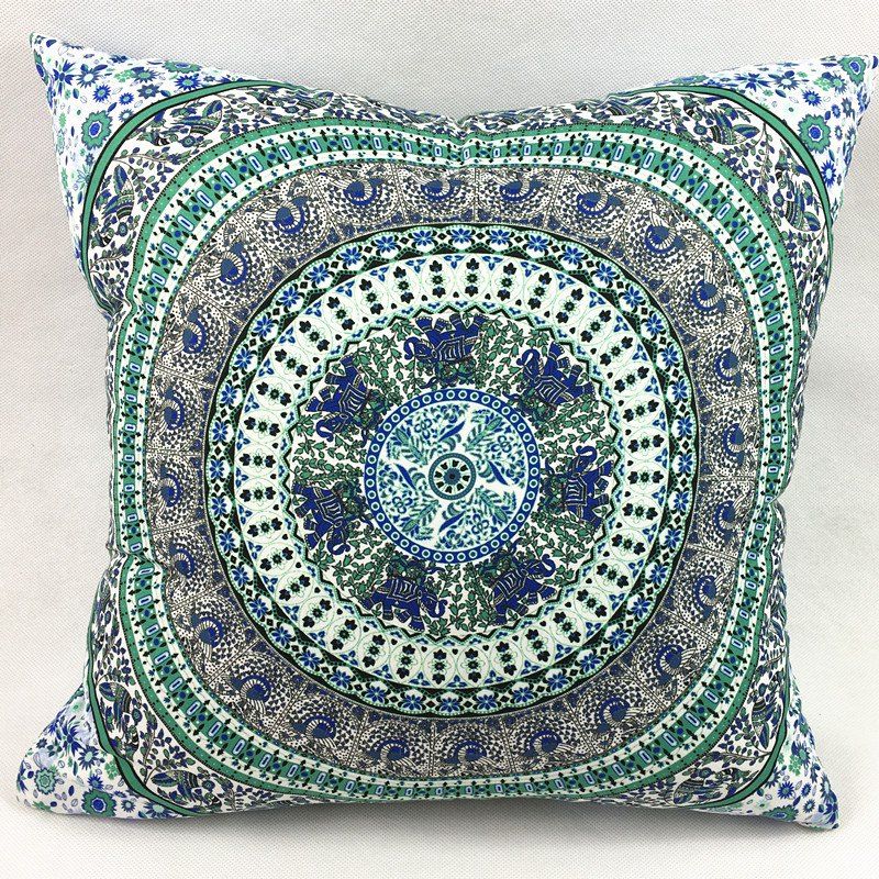 

Bohemia Elephant Totem Double-Faced Print Pillowcase, Light green